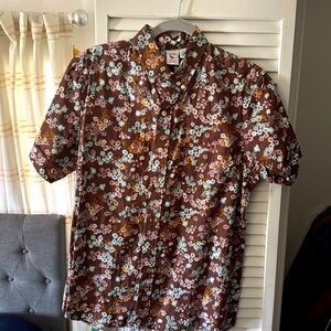Floral print button down short sleeve shirt